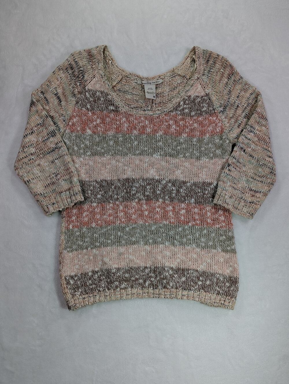 American Rag CIE Extra Size M Pink,Beige,Green,Brown w/Button Up Back VTG 90s